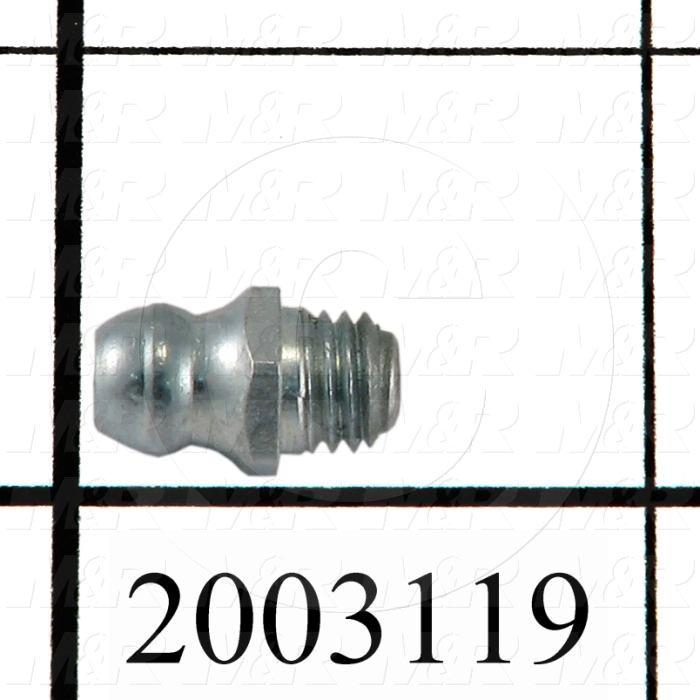 Grease Fittings, Straight Style, Zinc Plated Steel Material, 1/4-28 Thread Size