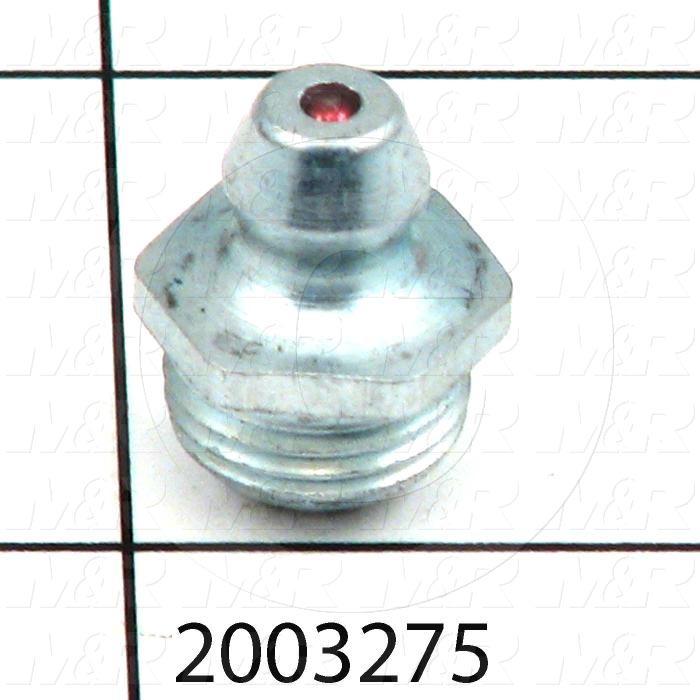 Grease Fittings, Straight Style, Zinc Plated Steel Material, 1/8" NPT Thread Size