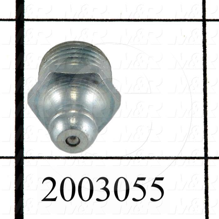 Grease Fittings, Straight Style, Zinc Plated Steel Material, 1/8" NPT Thread Size