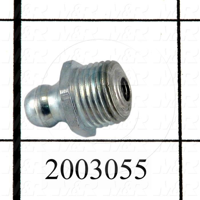 Grease Fittings, Straight Style, Zinc Plated Steel Material, 1/8" NPT Thread Size