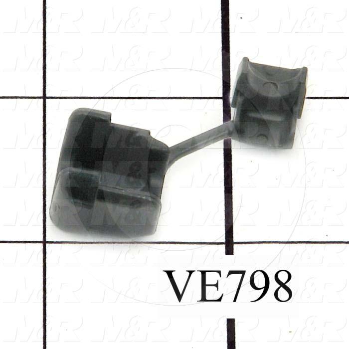 Grommets, Plugs, Bushings, 0.30" Inside Diameter, 0.625" Groove Diameter, 0.125" Panel Thickness, 0.57" Overall Length, Black, Nylon 6/6