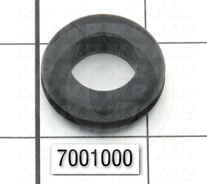 Grommets, Plugs, Bushings, Grommet, 1.13 in. Outside Diameter, 0.63" Inside Diameter, 0.88" Groove Diameter, 0.125" Panel Thickness, 0.38 in. Overall Length, Black