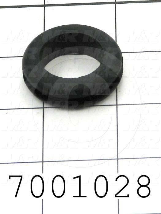 Grommets, Plugs, Bushings, Grommet, 1.375" Outside Diameter, 0.88" Inside Diameter, 1.18" Groove Diameter, 0.125" Panel Thickness, Black, Rubber