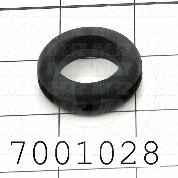 Grommets, Plugs, Bushings, Grommet, 1.375" Outside Diameter, 0.88" Inside Diameter, 1.18" Groove Diameter, 0.125" Panel Thickness, Black, Rubber