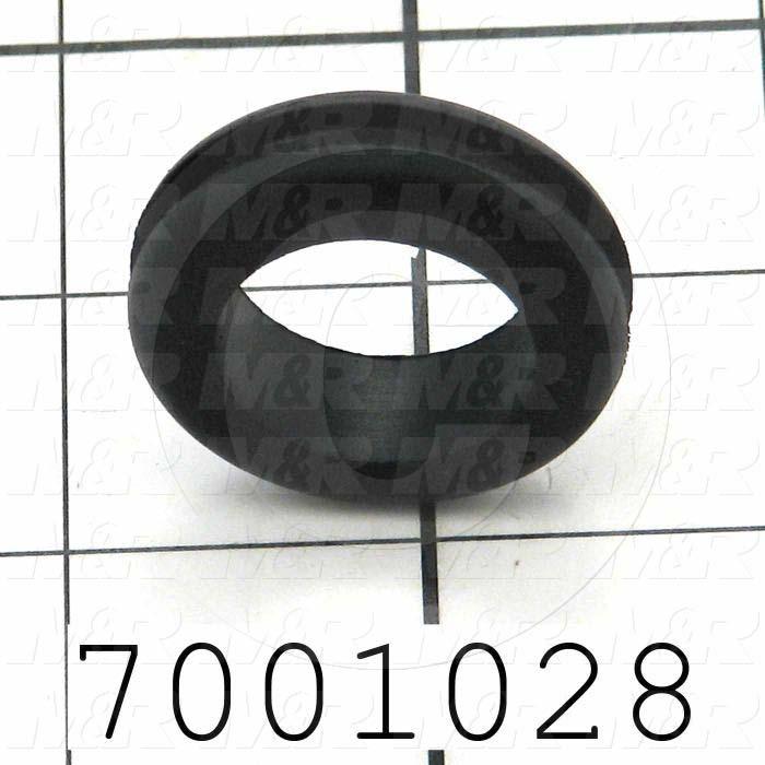 Grommets, Plugs, Bushings, Grommet, 1.375" Outside Diameter, 0.88" Inside Diameter, 1.18" Groove Diameter, 0.125" Panel Thickness, Black, Rubber
