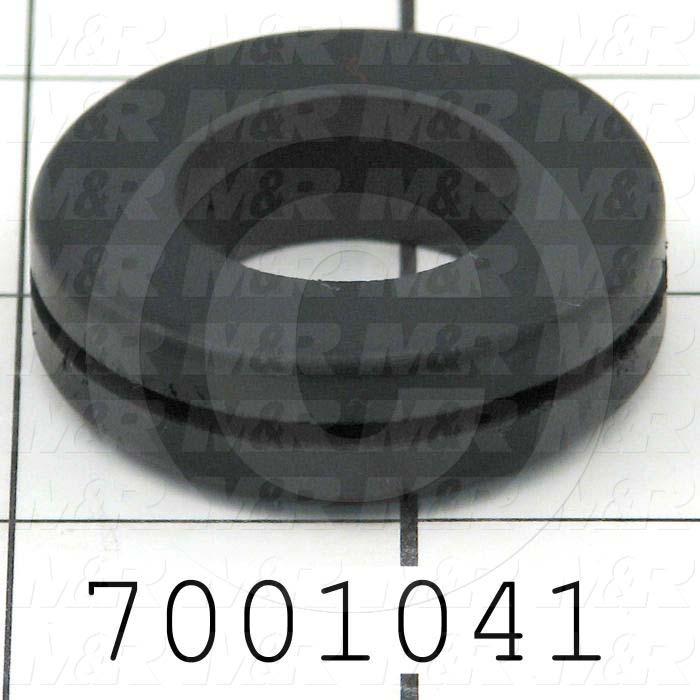 Grommets, Plugs, Bushings, Grommet, 1.63" Outside Diameter, 0.88" Inside Diameter, 1.25" Groove Diameter, 0.06" Panel Thickness, 0.44" Overall Length, Black