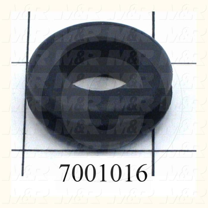 Grommets, Plugs, Bushings, Grommet, Grommet, 1.13 in. Outside Diameter, 0.63" Inside Diameter, 0.88" Groove Diameter, 0.125" Panel Thickness, 0.44" Overall Length, Black, Rubber