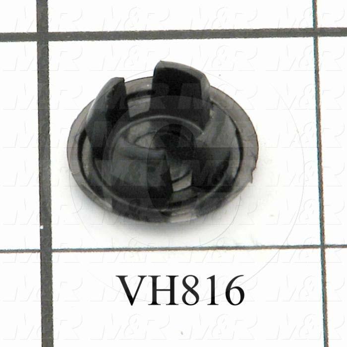 Grommets, Plugs, Bushings, Plug, 0.50" Groove Diameter, 0.687" Head Size/Diameter, Black, Polystyrene