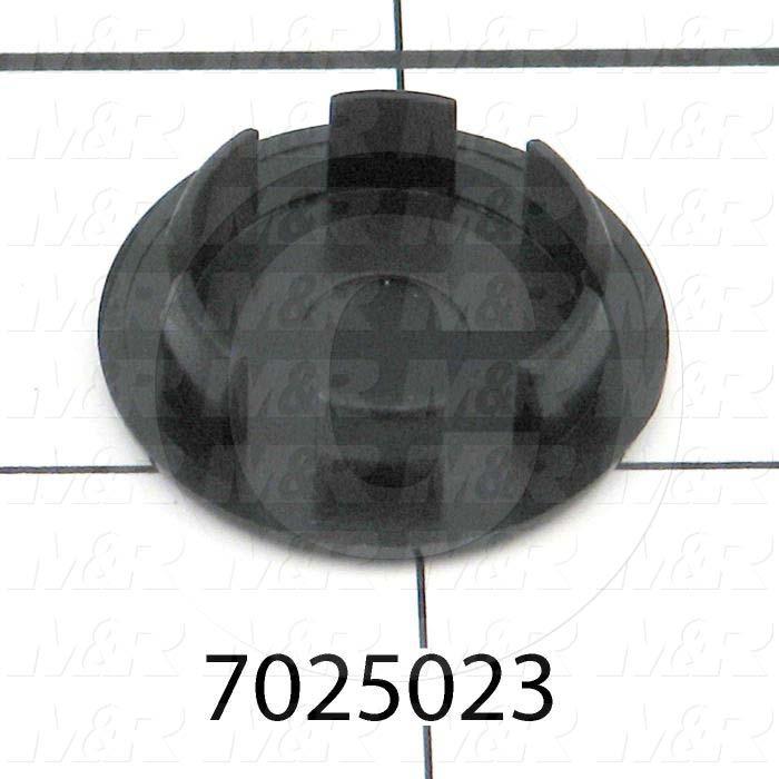 Grommets, Plugs, Bushings, Plug, 13/16" Groove Diameter, .031" - .109" Panel Thickness, 1 1/32" Head Size/Diameter, Black, Nylon, Snap In Type