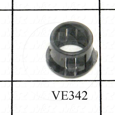 Grommets, Plugs, Bushings, Snap Bushing, 0.391" Inside Diameter, 0.50" Groove Diameter, 0.125" Panel Thickness, 0.406" Overall Length, 0.57" Head Size/Diameter, Black, Nylon 6/6