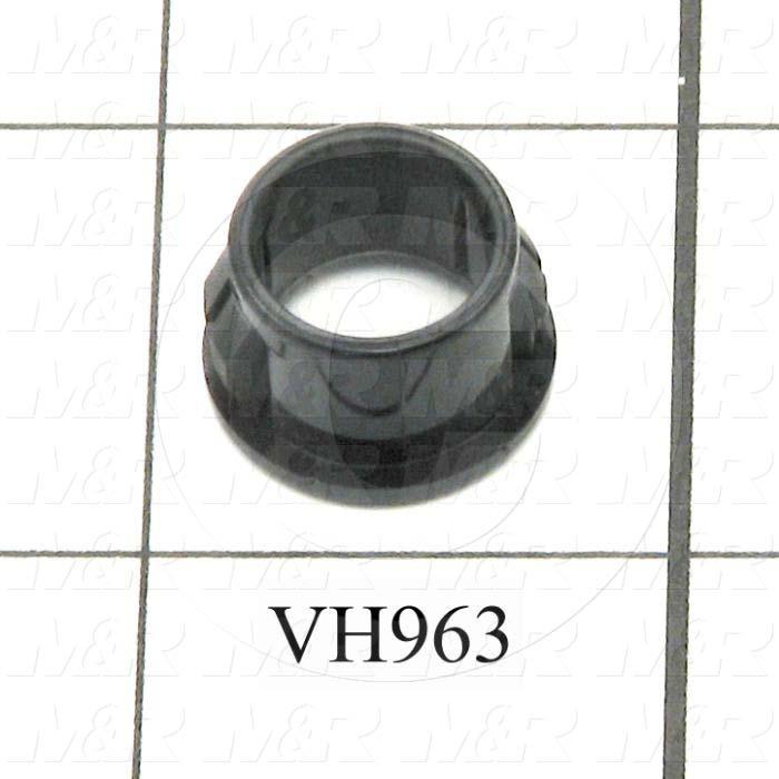 Grommets, Plugs, Bushings, Snap Bushing, 0.437" Inside Diameter, 9/16" Groove Diameter, 0.125" Panel Thickness, 0.406" Overall Length, 0.656" Head Size/Diameter, Black, Nylon 6/6