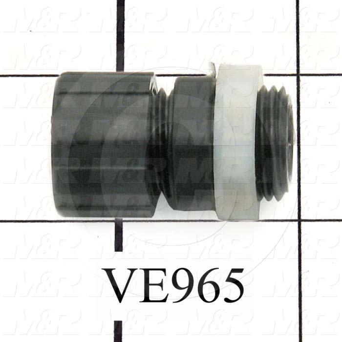 Grommets, Plugs, Bushings, Strain Relief Bushing, 0.81 in. Outside Diameter, 0.344" Inside Diameter, 0.125" Panel Thickness, 1.25 in. Overall Length, Black, Nylon