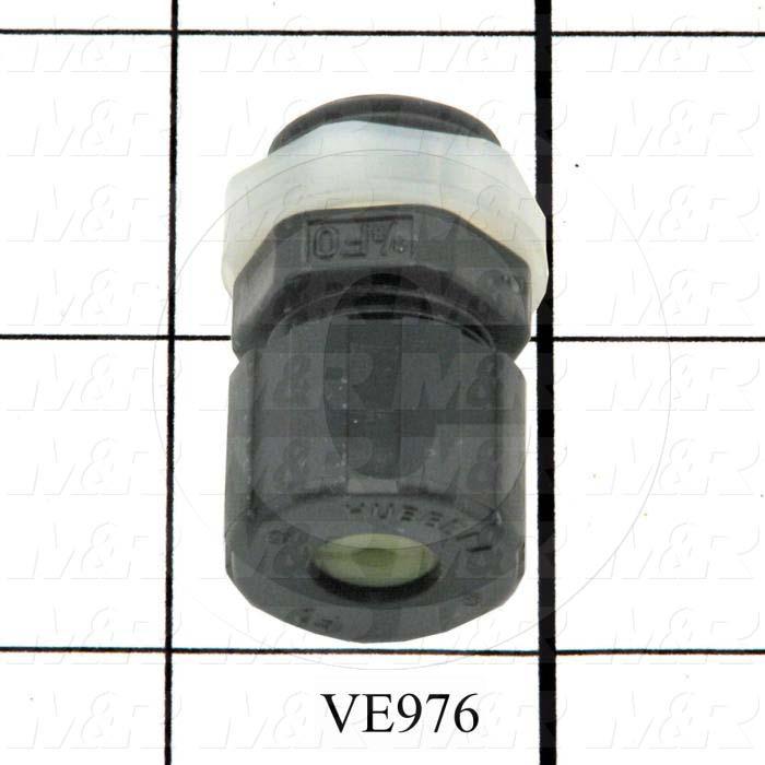 Grommets, Plugs, Bushings, Strain Relief Bushing, 0.81 in. Outside Diameter, 0.36 in. Inside Diameter, 0.125" Panel Thickness, 1.44" Overall Length, Black, Nylon