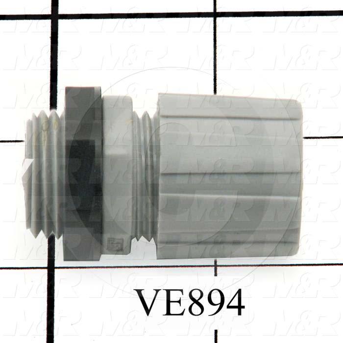 Grommets, Plugs, Bushings, Strain Relief Bushing, 1.00" Outside Diameter, 0.375" Inside Diameter, 0.125" Panel Thickness, 1.56" Overall Length, Gray, Nylon