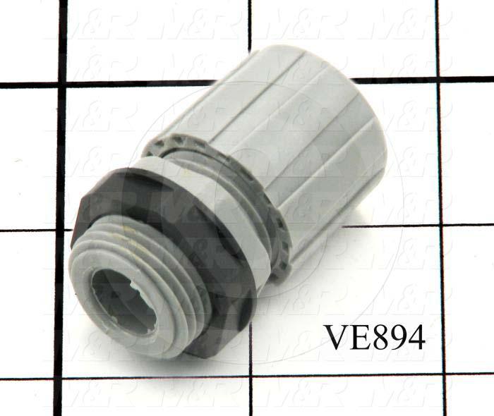 Grommets, Plugs, Bushings, Strain Relief Bushing, 1.00" Outside Diameter, 0.375" Inside Diameter, 0.125" Panel Thickness, 1.56" Overall Length, Gray, Nylon