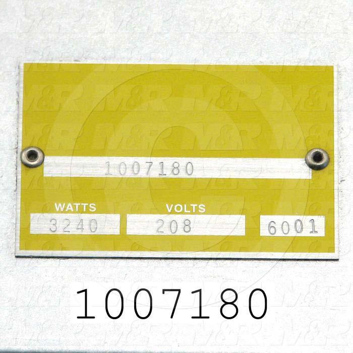 Heat Panel, 18"x18", 3240W, 208VAC, Terminals on Side