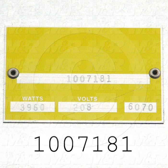 Heat Panel, 18"x22", 3960W, 208VAC, Terminals on Side