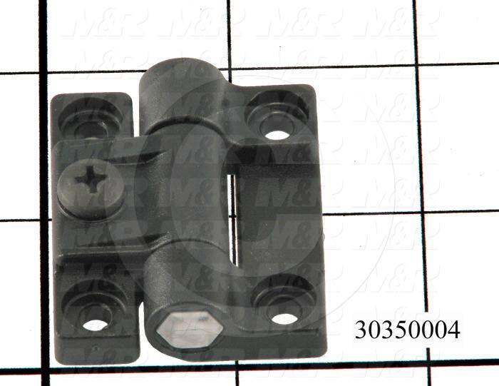 Hinge, Adjustable Hinge, Surface Mounting Style, 1.69" Width, 1.44" Overall Length, 0.500" Thickness, Black Acetal