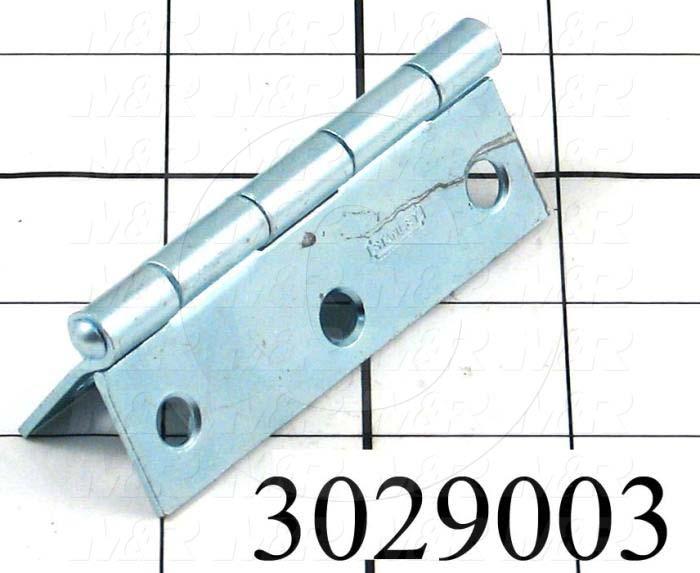 Hinge, Door/Butt, Mortise Mounting Style, 2.00 in. Width, 3.00 in. Overall Length, 0.063" Thickness, Steel, Zinc-Plated