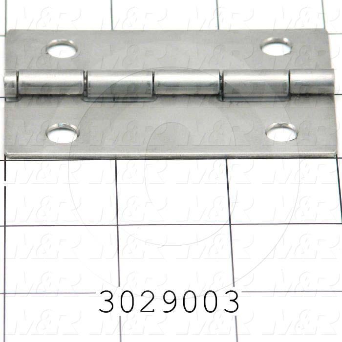 Hinge, Door/Butt, Mortise Mounting Style, 2.00 in. Width, 3.00 in. Overall Length, 0.063" Thickness, Steel, Zinc-Plated