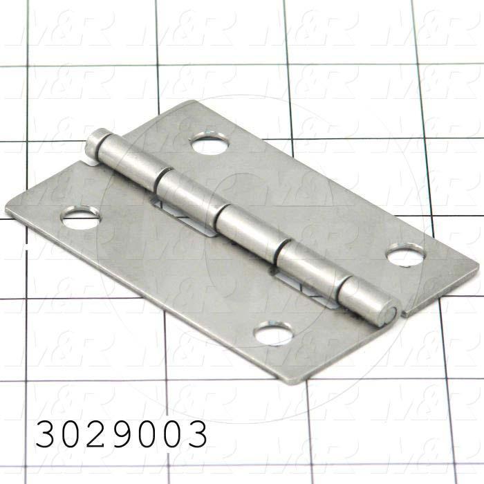 Hinge, Door/Butt, Mortise Mounting Style, 2.00 in. Width, 3.00 in. Overall Length, 0.063" Thickness, Steel, Zinc-Plated