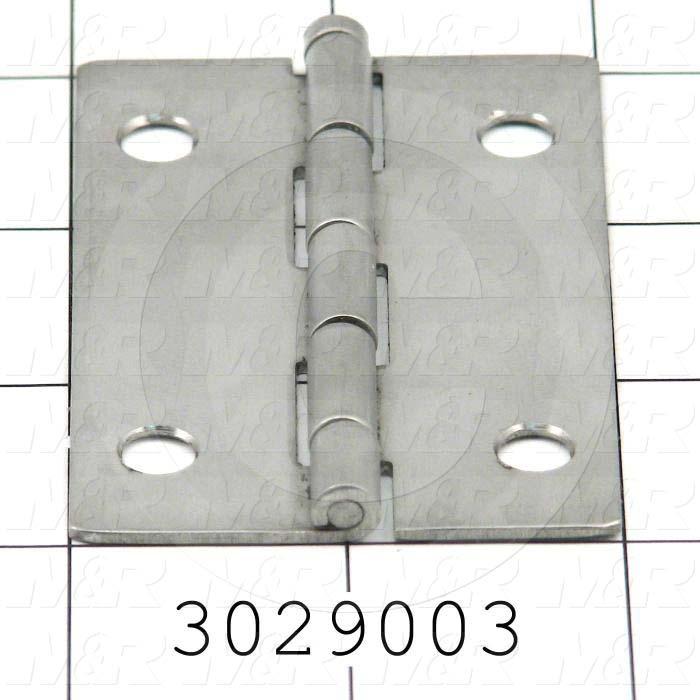 Hinge, Door/Butt, Mortise Mounting Style, 2.00 in. Width, 3.00 in. Overall Length, 0.063" Thickness, Steel, Zinc-Plated