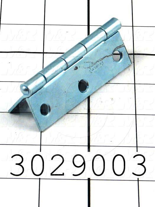 Hinge, Door/Butt, Mortise Mounting Style, 2.00 in. Width, 3.00 in. Overall Length, 0.063" Thickness, Steel, Zinc-Plated