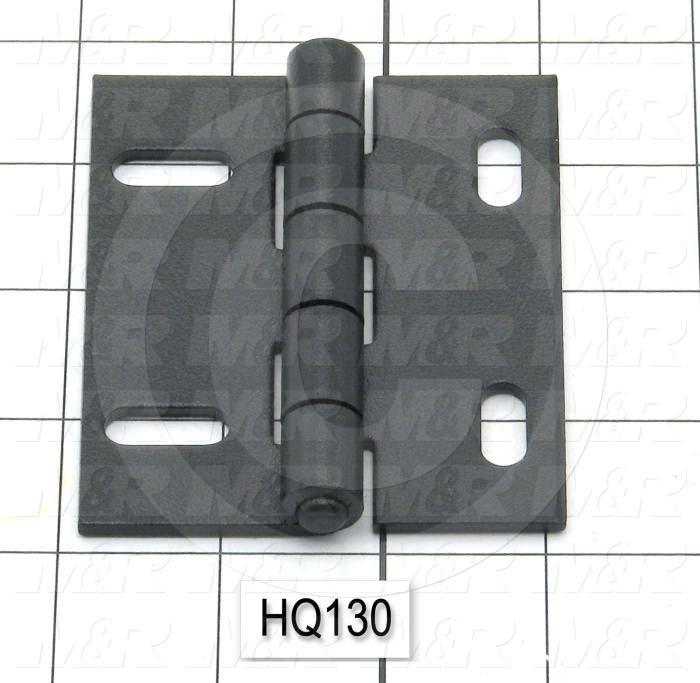 Hinge, Door/Butt, Surface Mounting Style, 3.50 in. Width, 3.00 in. Overall Length, 0.125" Thickness, Steel, Four Mounting Slots For # 1/4 Screw, Black Hard Coat