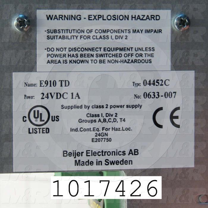 HMI Panel, E910 Series, 10.4", Touch Screen, 24VDC