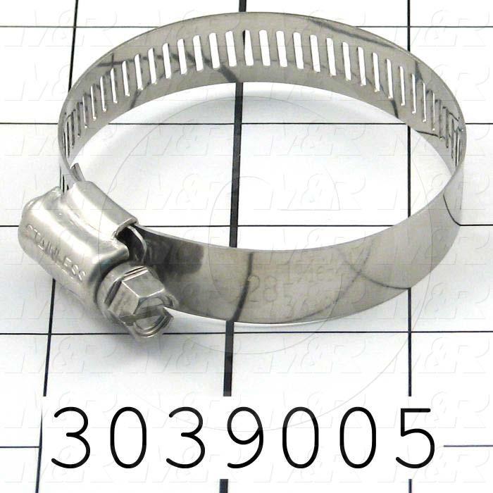 Hose and Tube Clamps, Worm Drive Clamp Type, Stainless Steel Material, 1.31" To 2.25" Clamp ID Range, 0.50" Band  Width, SAE No. 28