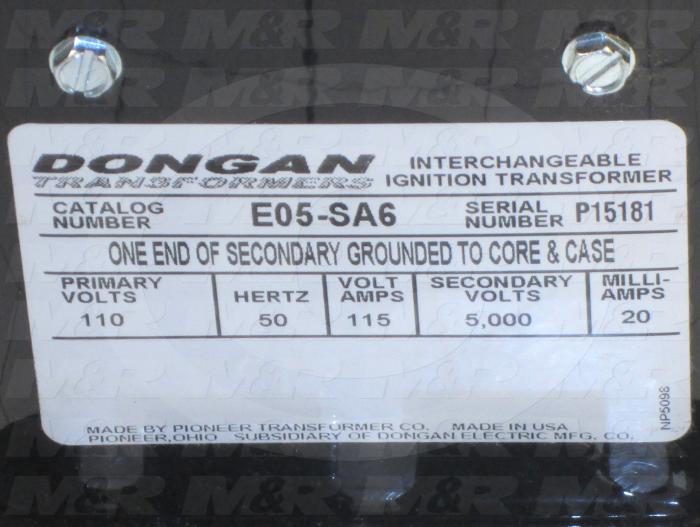 Ignition Transformer, 120V, 50Hz, 5000VAC