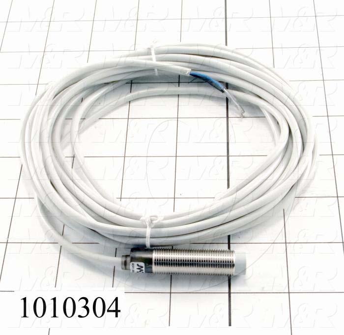 Inductive Proximity Switch, Round,12mm Diameter, Sensing Range 8mm, 3 Wire NPN, Normally Open, 5m Cable