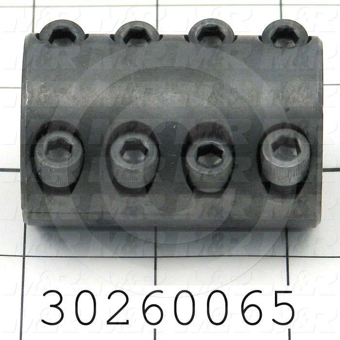 Jaw Type Coupling, Hub # 1 Bore 1/2", Hub # 1 Outer Diameter 1.50", Hub # 2 Bore 3/4", Hub # 2  Outer Diameter 1.50", Overall Length 2.25", Steel Hub Material, Clamping Style Clamp