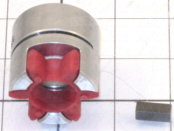 Jaw Type Coupling, Hub-Spider-Key, Hub # 1 Bore 19 mm, Aluminum Hub Material, Polyurethane Spider Material, Clamping Style Keyway / Clamp