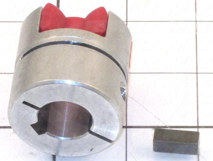 Jaw Type Coupling, Hub-Spider-Key, Hub # 1 Bore 19 mm, Aluminum Hub Material, Polyurethane Spider Material, Clamping Style Keyway / Clamp