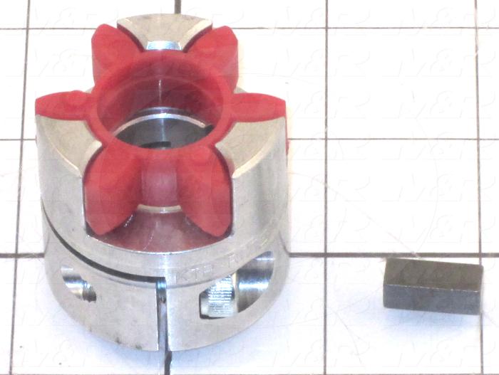 Jaw Type Coupling, Hub-Spider-Key, Hub # 1 Bore 19 mm, Aluminum Hub Material, Polyurethane Spider Material, Clamping Style Keyway / Clamp