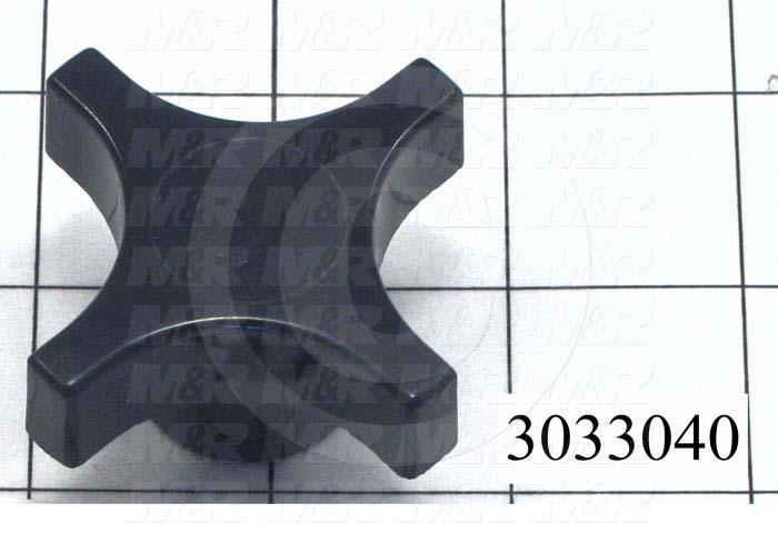 Knobs, Four Arm, Threaded Hole, 1/2-20 Thread Size, Plastic Material