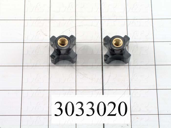 Knobs, Four Arm, Threaded Hole, 1/4"-20 Thread Size, Plastic Material