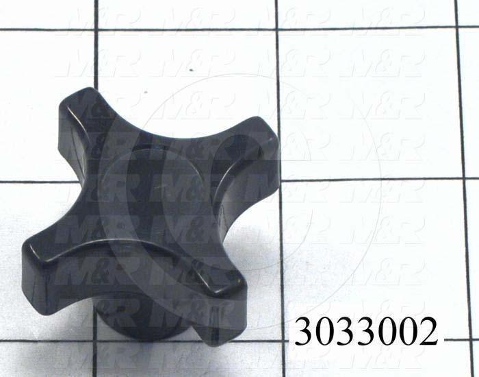 Knobs, Four Arm, Threaded Hole, 3/8-16 Thread Size, Plastic Material