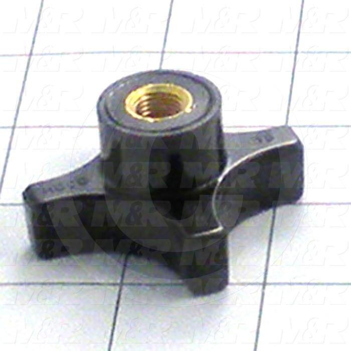 Knobs, Four Arm, Threaded Hole, 3/8-24 Thread Size, Plastic Material