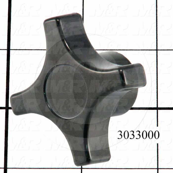 Knobs, Four Arm, Threaded Hole, 3/8-24 Thread Size, Plastic Material