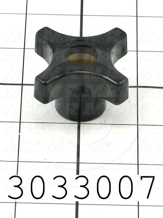 Knobs, Four Arm, Thru Hole, 1/2-20 Thread Size, Plastic Material