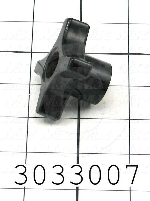 Knobs, Four Arm, Thru Hole, 1/2-20 Thread Size, Plastic Material