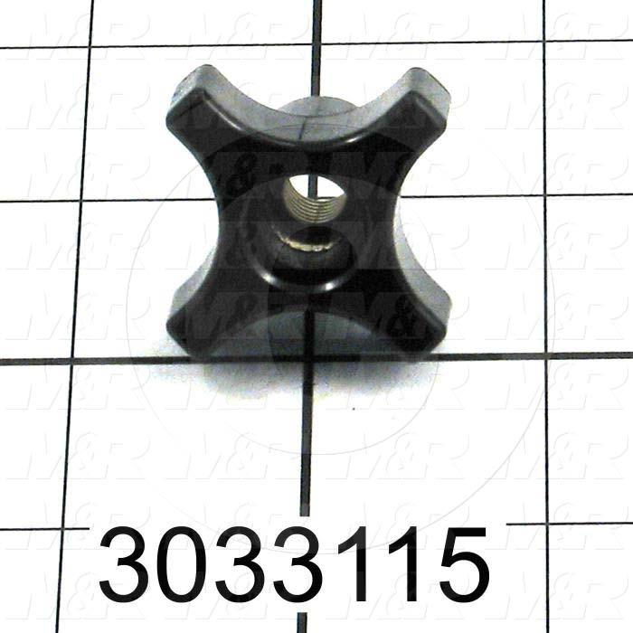 Knobs, Four Arm, Thru Hole, 5/16-18 Thread Size, 1.00" Knob Length, Plastic Material