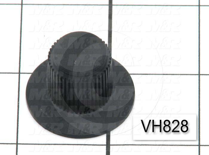 Knobs, Knurled, Blind Hole, 0.250" Hole Diameter, 0.63" Knob Length, 0.720" Outside Diameter, Plastic Material