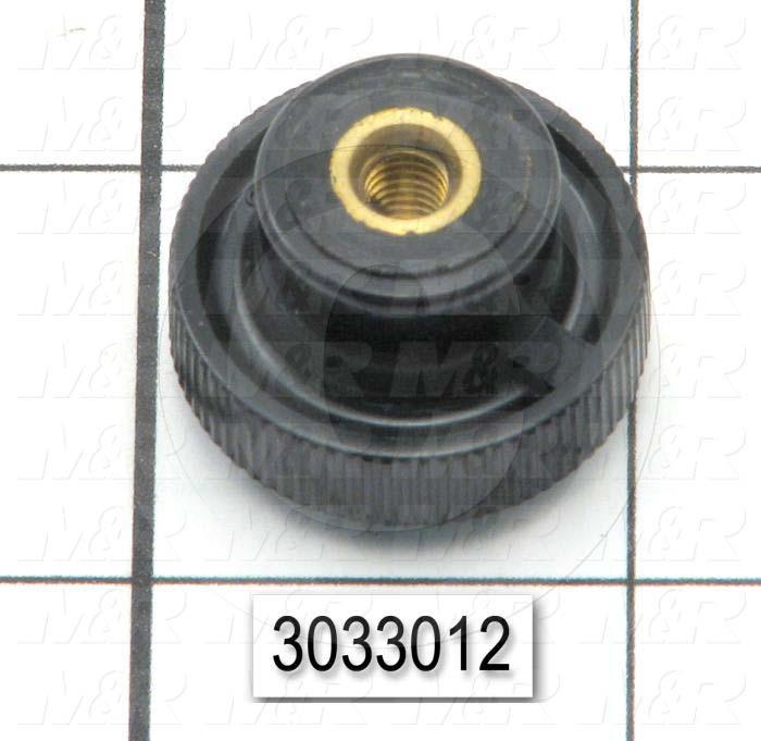 Knobs, Knurled, Threaded Hole, 10-32 Thread Size, 0.66" Knob Length, 1 in. Outside Diameter, Plastic Material