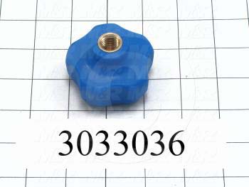 Knobs, Multi Lobe, Threaded Hole, 1/2-13 Thread Size, 1.65" Knob Length, 2.380" Outside Diameter, Plastic Material