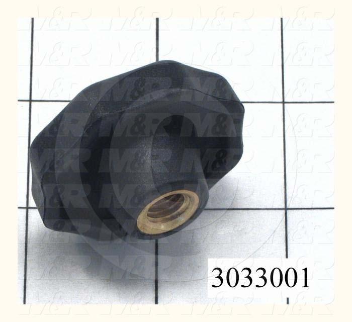 Knobs, Multi Lobe, Threaded Hole, 3/8-16 Thread Size, Plastic Material
