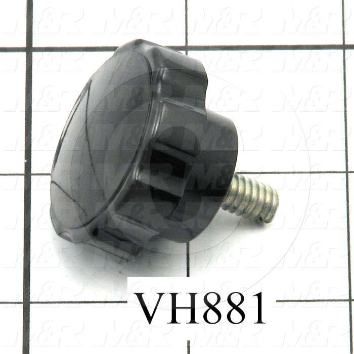 Knobs, Multi Lobe, Threaded Stud, 1/4"-20 Thread Size, 0.50 in. Thread Length, 1.38 in. Outside Diameter, Phenolic Material