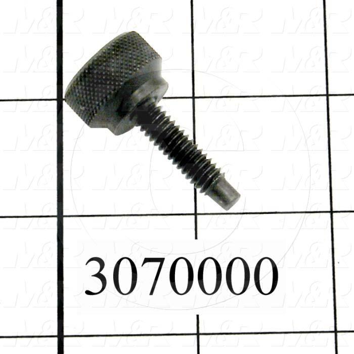 Knobs, Thumb Screw with  Shoulder Knurled Head, 1/4"-20 Thread Size, 1.00" Thread Length, 1.63" Knob Length, Steel Material